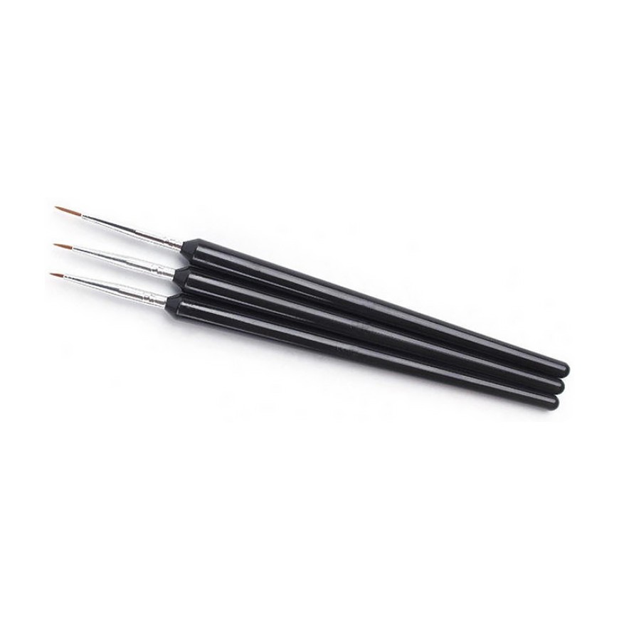 3-Pack Black Nail Art Brushes