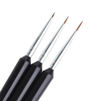 3-Pack Black Nail Art Brushes