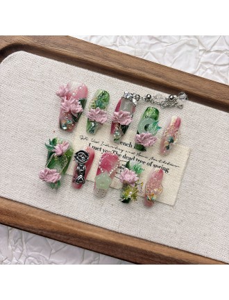 Handmade Lotus Nail Art