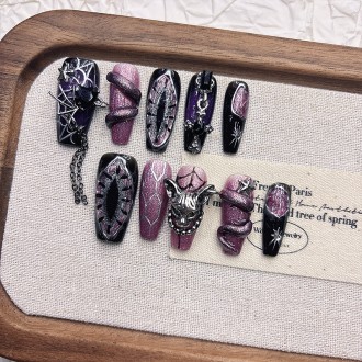 Purple 3D Snake Embossed Nail Art