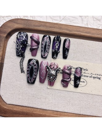 Purple 3D Snake Embossed Nail Art