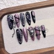 Purple 3D Snake Embossed Nail Art