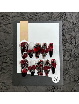 3D Rose and Snake Embossed Nail Art