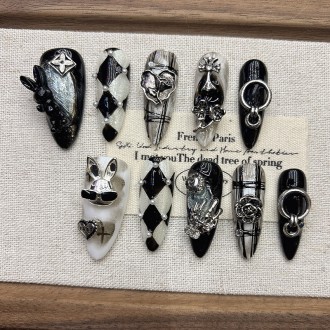 Dark Bunny 3D Embossed Nail Art