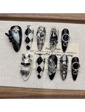 Dark Bunny 3D Embossed Nail Art