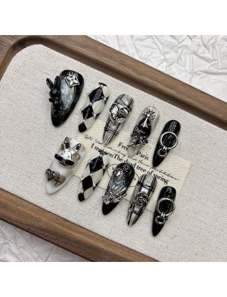 Dark Bunny 3D Embossed Nail Art