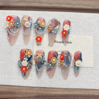 Spring Flower Handmade Nail Art