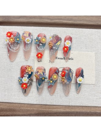 Spring Flower Handmade Nail Art