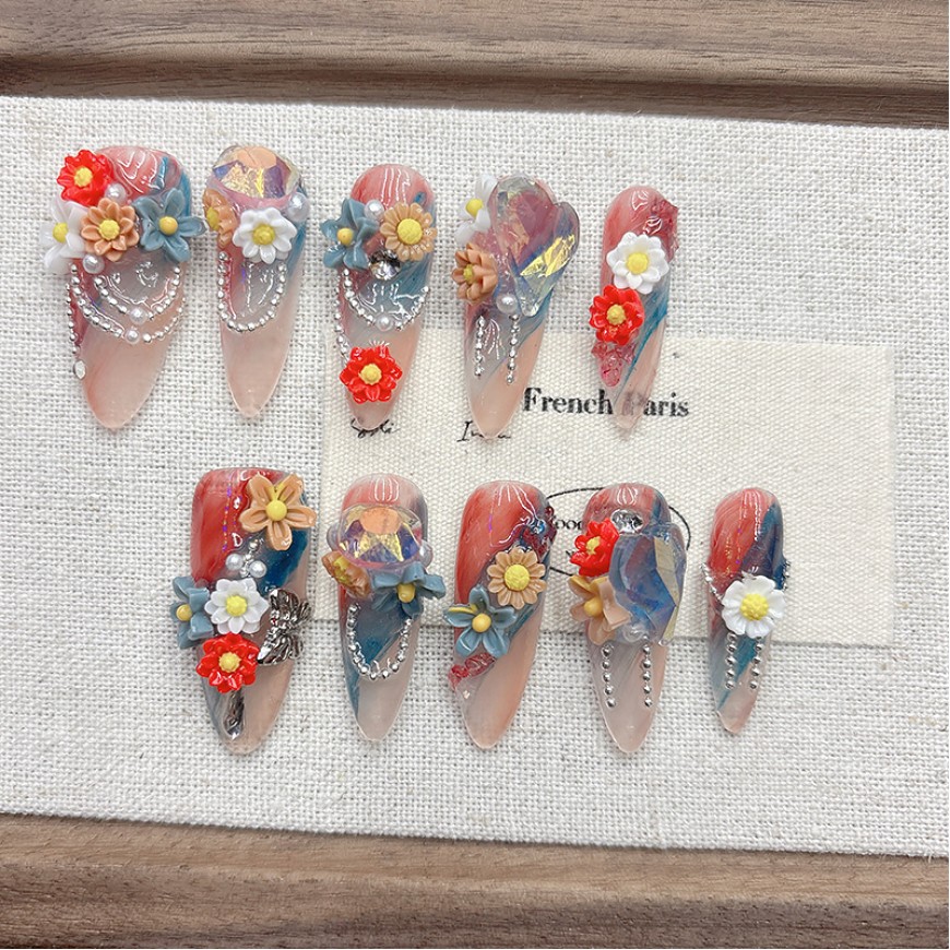 Spring Flower Handmade Nail Art