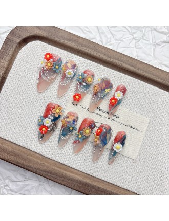 Spring Flower Handmade Nail Art