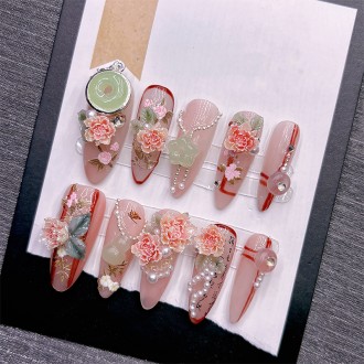 High-End Peony Relief Nail Art