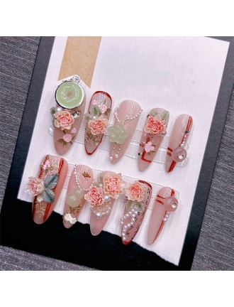 High-End Peony Relief Nail Art