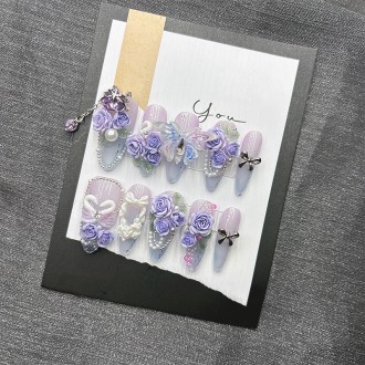 Purple Gradient Embossed Nail Art