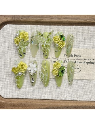 3D Butterfly Green Embossed Nail Art