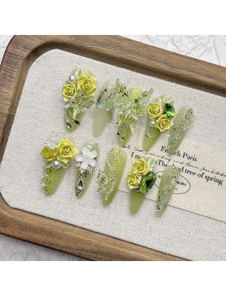 3D Butterfly Green Embossed Nail Art