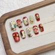 Red New Year Embossed Handmade Nail Art