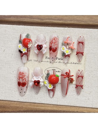 Apple Embossed Handmade Nail Art