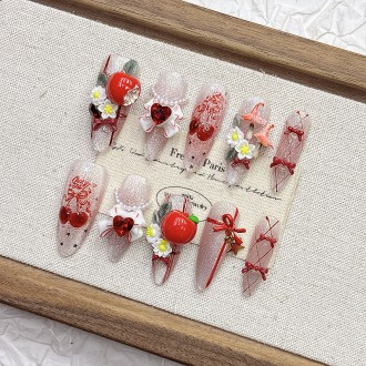 Apple Embossed Handmade Nail Art