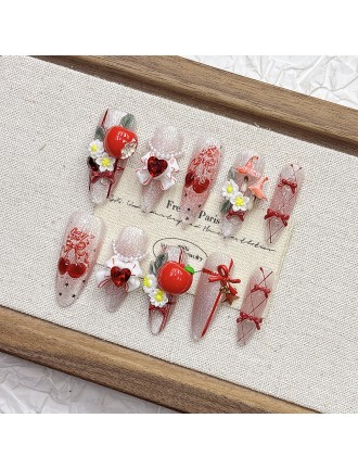 Apple Embossed Handmade Nail Art