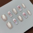 Petal and Rhinestone Nail Art