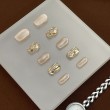 Champagne Colored Elegant Nail Art with Rhinestones