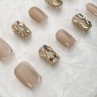 Champagne Colored Elegant Nail Art with Rhinestones