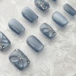 Misty Blue Butterfly Rhinestone Nail Art