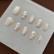 Exquisite Gold Powder and Rhinestone Nail Art