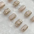 Exquisite Gold Powder and Rhinestone Nail Art