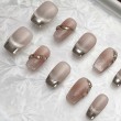 Elegant Nude Rhinestone Nail Art