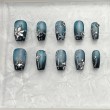Blue Snowflake Rhinestone Nail Art