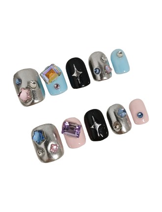 Starry Punk Rhinestone Nail Art