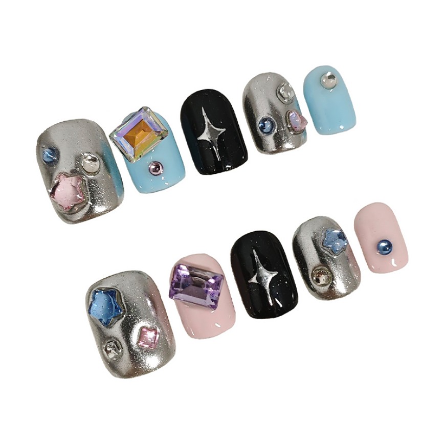 Starry Punk Rhinestone Nail Art