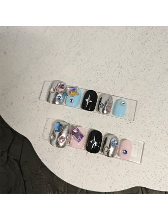 Starry Punk Rhinestone Nail Art
