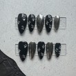 Black Mirror Rhinestone Nail Art
