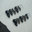 Black Mirror Rhinestone Nail Art