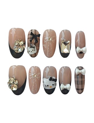Kitty Cat Diamond Nail Art
