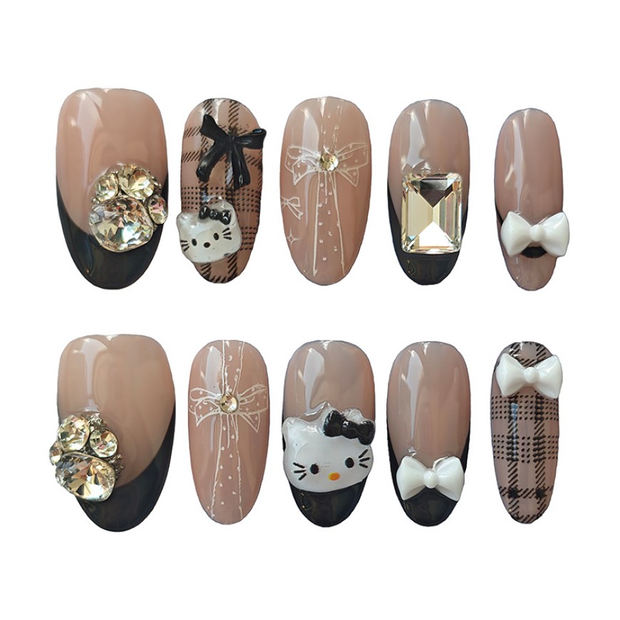 Kitty Cat Diamond Nail Art