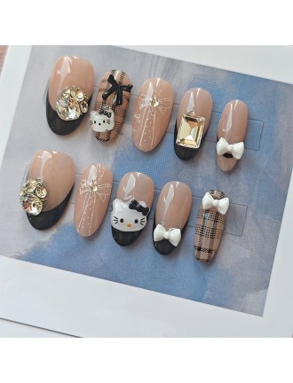 Kitty Cat Diamond Nail Art