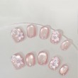 Pink Peach Blossom Rhinestone Nail Art