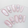 Mid Length Handmade Nail Art with Rhinestones