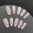 Mid Length Handmade Nail Art with Rhinestones