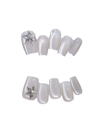 Snowflake Rhinestone Handmade Nail Art