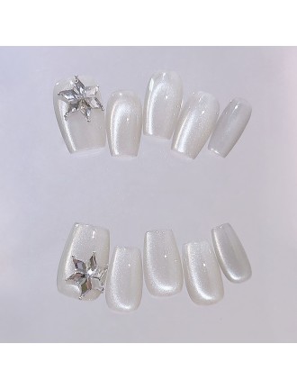 Snowflake Rhinestone Handmade Nail Art