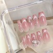 Pink Gradient Cat Eye Rhinestone Nail Art