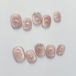 Pink Cat Eye Rhinestone Nail Art
