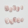 Pink Cat Eye Rhinestone Nail Art