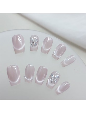 Rhinestone Butterfly Cat-Eye Nail Art