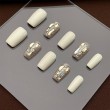Off white Rhinestone Two Tone Nail Art