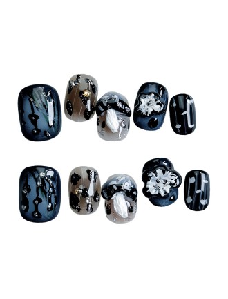 Dark Gothic Hand-Painted Nail Art